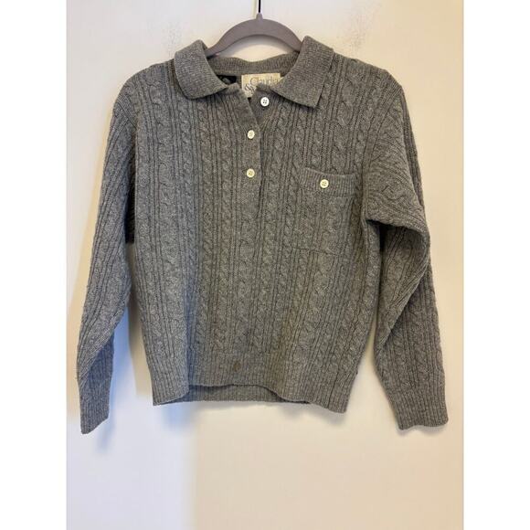Claudia & Marc 100% Lambswool Cable Knit Vintage Gray Sweater - Picture 1 of 5